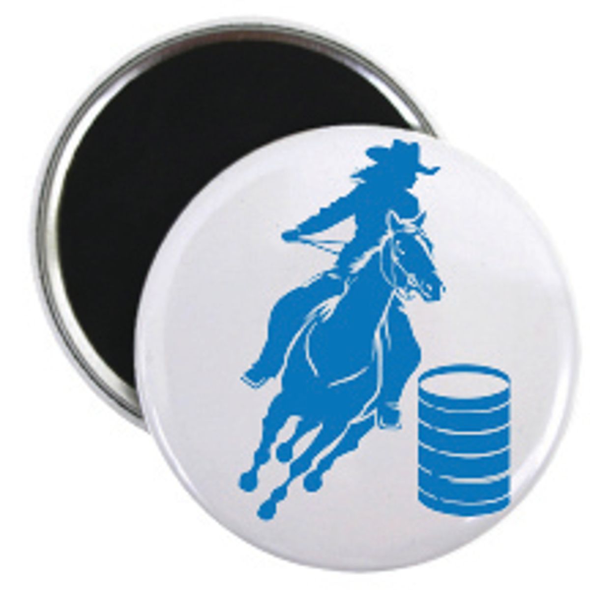 Blå Hest Button 55mm, Velg alternativ menyen