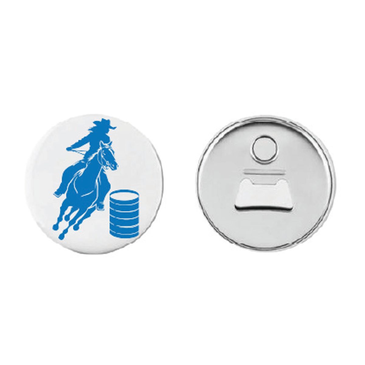 Blå Hest Button 55mm, Velg alternativ menyen