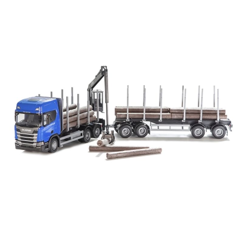 EMEK LASTEBIL SCANIA CR 20H TØMMERBIL MED KRAN,BLÅ 1:25